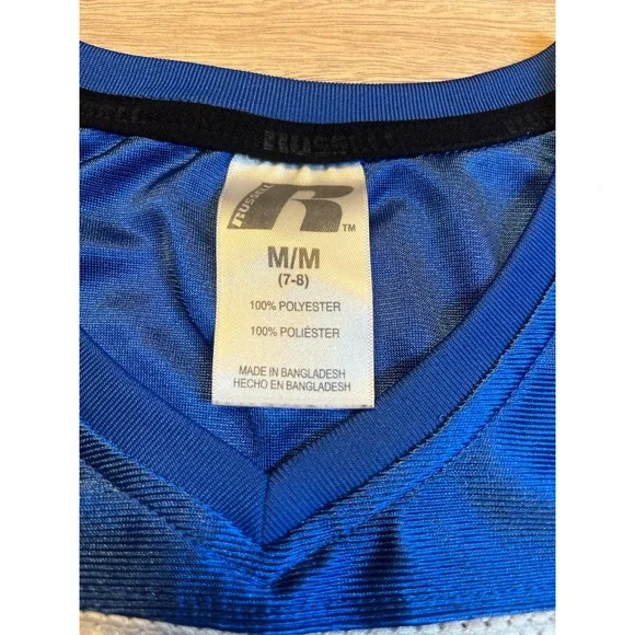 Kansas Jayhawks Jersey Youth M 7/8 Russell Distressed - Picture 3 of 3